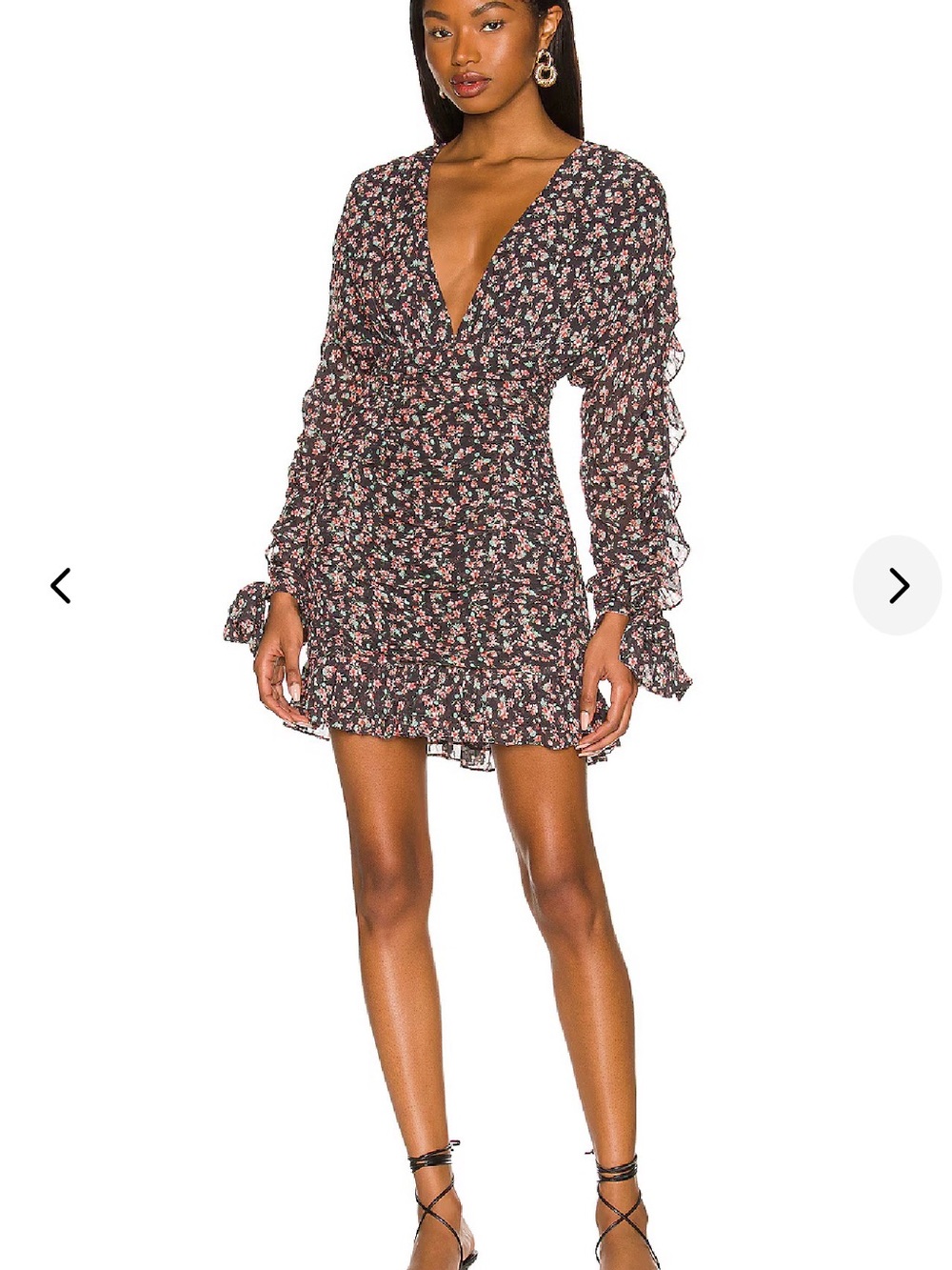 Lovers + Friends Black Mini Dress with Pink Floral Print